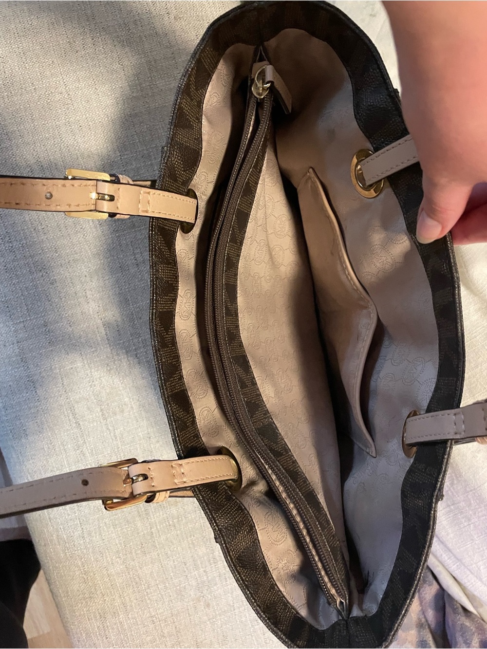 Michael Kors Brown MK Logo Tote - Picture 3 of 5
